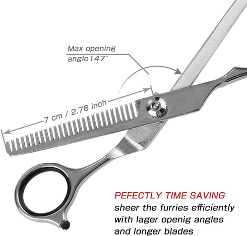 Chibuy Dog Grooming Scissors 4CR Stainless Steel Pet Thinning Shears for Dogs and Cats, Heavy-duty titanium coated Home Dog Thinning Scissors, Siz...