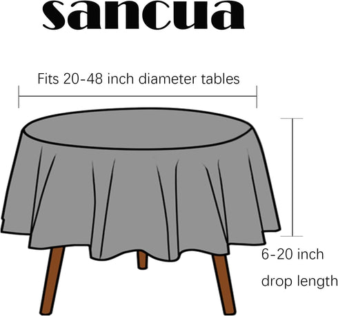 sancua 60 Inch Round Tablecloth (Fits 20-48 Inch Tables), Water Resistant Spill Proof Washable Polyester Table Cloth Decorative Fabric Table Cover...