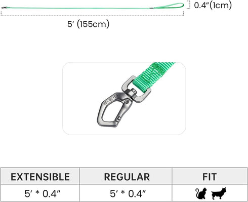EXCELLENT ELITE SPANKER Nylon Dog Leash Basic Style 5 Feet Long 1/2" Wide Rope for Small Pets Dogs and Cats Walking(Green)...