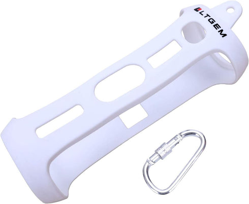 LTGEM Silicone Carrying Travel Case for JBL FLIP 5 Waterproof Portable Speaker with Extra Carabiner - White...