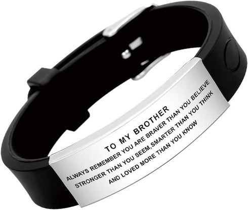 FALOGIJE Brother Gifts Inspirational Wristband Bracelet from Sister, Brother Birthday Graduation Gifts, Fathers Day, Christmas...