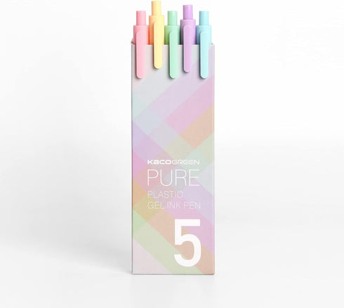 Kaco Pack of 5 Pieces Gel Ink Pens Colored Ink Cute Retractable Pens for Note Taking 0.5mm Fine Point (Macarons)...