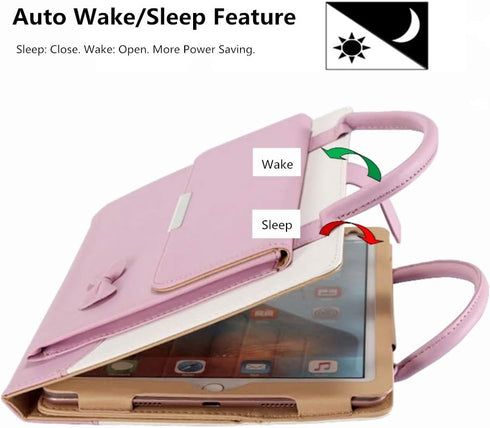 Cute Case for iPad 6th / 5th Generation 9.7 Inch 2018/2017 - iPad Air 2 / 1st - iPad Pro 9.7 2016, Smart Slim Handbag Leather Cover with Stand Poc...