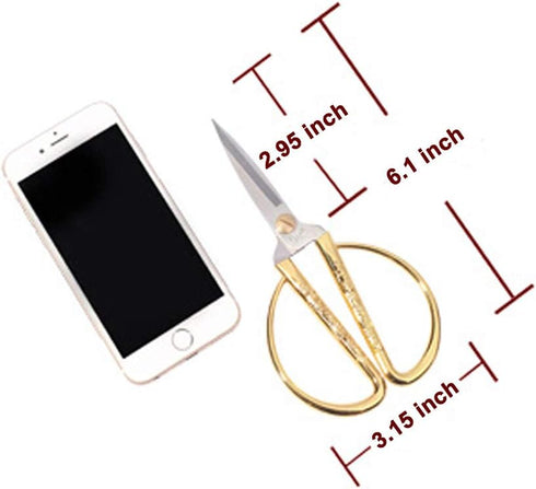 Wasan Chinoiserie Dragon and Phoenix Chinese Scissors Stainless Steel Scissors Sewing Scissors,Gold Plated Tailor Scissors for Sewing Household Ha...