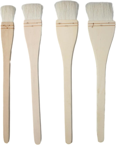 FDXGYH 4pcs Flat Hake Brushes Professional Soft Goat Hair Paintbrush with Solid Wooden Handle for Watercolor Wash Pottery Painting...