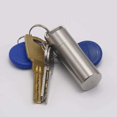HRX Package Waterproof Stainless Steel Pill Case Keychain, Durable Small Pill Box Bottle Holder Tough for Men Purse Pocket Outdoor EDC Tool Kit...