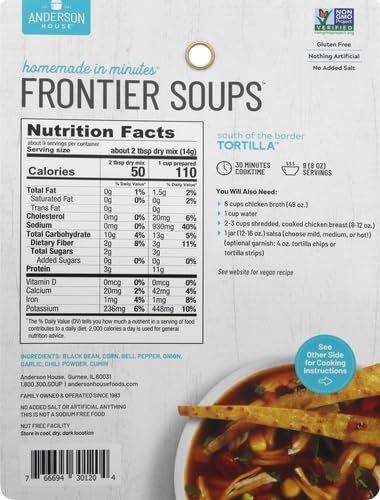 Frontier Soups Homemade In Minutes Soup Mix, South of The Border Tortilla, 4.5 oz...