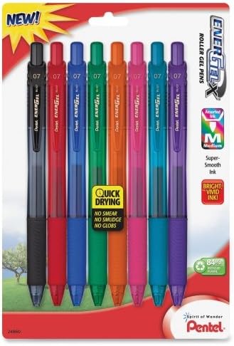 Gel Pens, Retractable.7mm, 8/PK, Assorted Barrel/Ink, Sold as 1 Package...