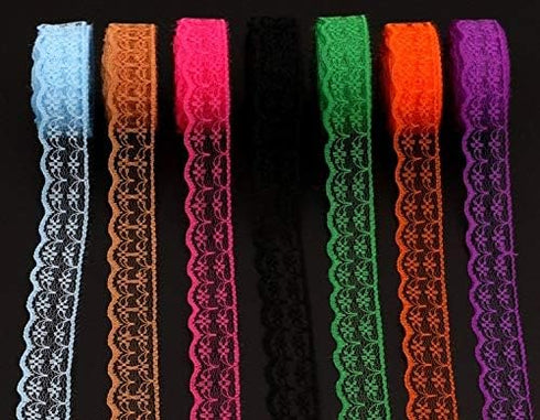 20 Rolls 200 Yards Mixed Color Floral Pattern Fabric Lace Ribbon...
