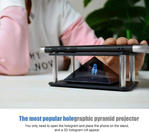 3D Holographic Display Stands Projector, 3.5~6Inch Mobile Smartphone Hologram for Corporate Product Display, Cartoon Interaction and Personal Ente...