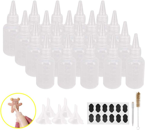 20 Pack 2-Ounce Plastic Squeeze Bottles with Measurement - Cookie Decorating Supplies, Cookie Supplies Writer Bottles Food Coloring and Royal Icin...