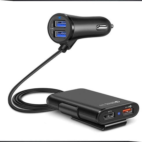 QC 3.0 Quick Charge USB Car Charger Compatible with Android iOS Smartphones USB Device Front/Back Seat Cigarette Lighter Chargers 5.6Ft Extension ...