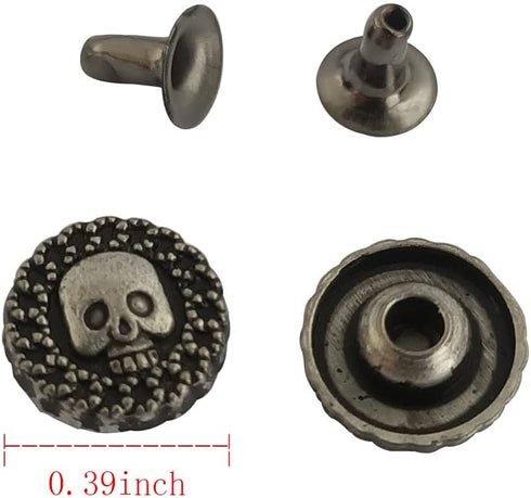 Mingchen 100 Pieces Retro Cute Skull Decorative Rivet Buttons Metal Castings Conchos Button Personality DIY Luggage Leather Goods Sewing Accessori...