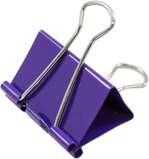 JAM PAPER Colorful Binder Clips - Large - 1 1/2 Inch (41 mm) - Purple Binderclips - 12/Pack...