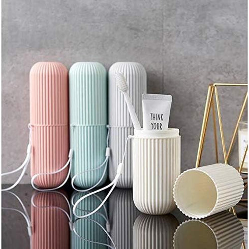 Capsule Shape Travel Toothbrush Toothpaste Case Holder Portable Toothbrush Storage Plastic Toothbrush Holder Random Colour...