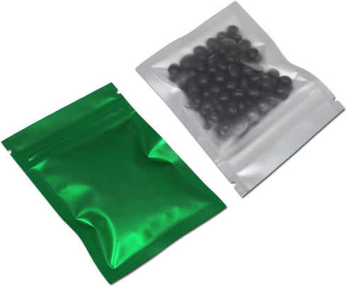 FERENLI 100 Pcs Mylar Zipper Lock Food Storage Bag Matte Aluminum Foil Airtight Bag with Front Window Plastic Packaging Pouch for Zip Flat Heat Se...