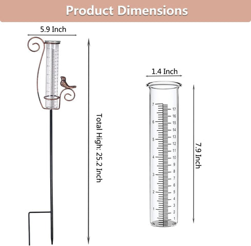 Rain Gauge Outdoor, 7 Inch Rain Gauges for Measuring Precipitation, Garden Yard Decor...