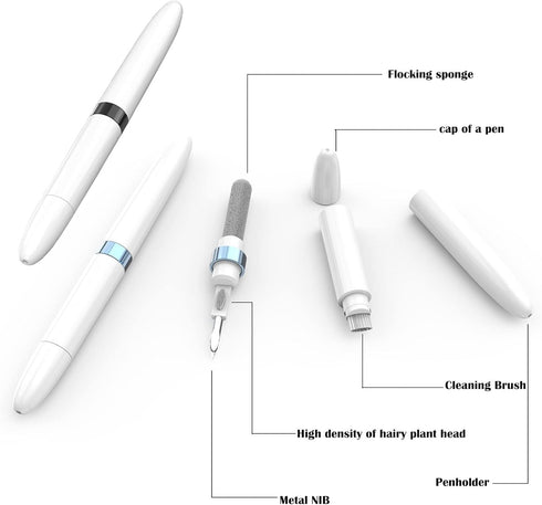 2-Pack AirPod Cleaner Kit-4-in-1 Multi-Function Cleaning Set with Flocking Sponge, Soft Brush, and Metal Pen Tip for AirPods, Phones, Keyboards, C...