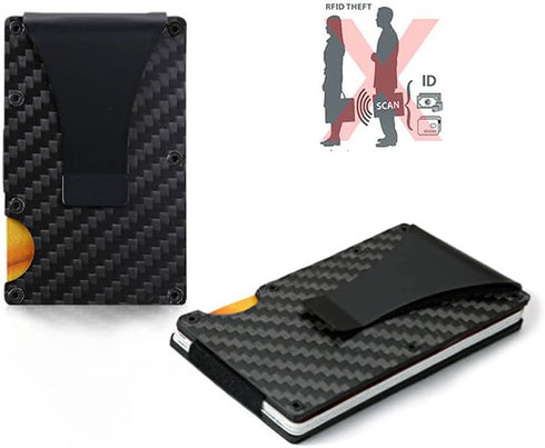 Metal Money Clip Wallet, Carbon Fiber Wallet, RFID Blocking Metal Card Holder for Men Slim Aluminum Holder Pocket Cash Credit Card Holder...