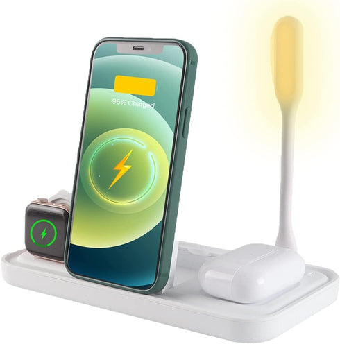 Super Space Wireless Charger,4 in 1 Charging Station for iPhone 13 12 Pro Max Xr X Xs 11 8,Qi Fast Charging Stand with Night Lamp for......