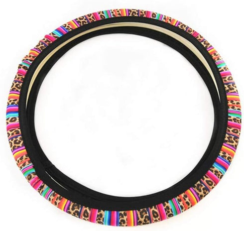 Universal Steering Wheel Covers, SUV Anti Slip Wheel Protector?Cute Car Steering Wheel Cover for Women and Girls (Stripe Leopard)...