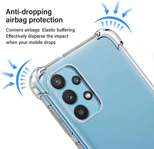 Yiakeng Galaxy A32 5G Case with Screen Protector, Crystal Clear Slim Soft Silicone TPU Protective Phone Cover for Samsung Galaxy A32 5G...