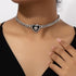 Heart Necklaces for Women Silver Heart Choker Gold Heart Necklace Cuban Link Chain Gold Chunky Necklace CZ Heart Pendant Punk Statement Necklace F...