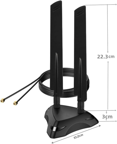 Dual Band 2.4GHz 5GHz 5.8Ghz RP-SMA Gaming WiFi 6E 802.11ac/ax Wireless Antenna with Magnetic Base for Intel AX201 AX200 PCIe NGFF WiFi USB Card P...