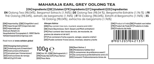 VAHDAM, Maharaja Earl Grey Oolong Tea Loose Leaf (50 Cups/3.53oz) Non GMO, Gluten Free | Oolong Tea Leaves | Loose Leaf Earl Grey Tea With Pure Be...