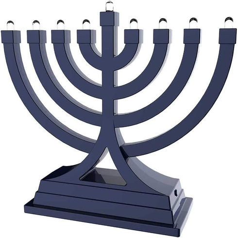 Zion Judaica Mini LED Hanukkah Menorah Battery or USB Operated - Multiple Light Settings On The Go Hanukkiah for Chanukah Decorations (Blue)...