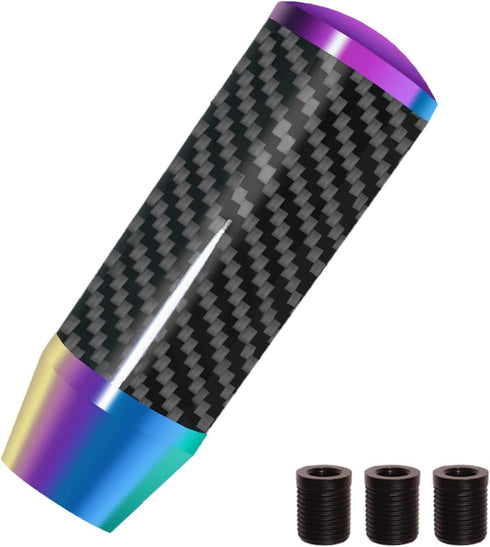 3.5 Inch/9cm Neo Chrome Weighted Shift Knob Carbon Fiber Shift Knob Automatic Shift Knob with 8/10/12mm Adapters fit for Manual and Buttonless Aut...
