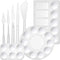 Plastic Artist Paint Palette Tray & Painting Knife Set - 3 Plastic Paint Mixing Trays & Variety of 5 Palette Knives - Professional Art Supplies fo...
