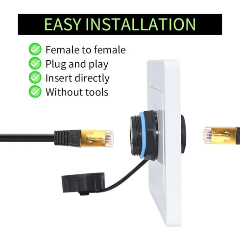 RJ45 Panel Mount Waterproof Connector IP68 Cable Connector, Female to Female, with Shielding Cable Coupler-CAT6-YMP23-Blue-2 PCS...