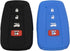 Lcyam Silicone Key Fob Cover Compatible with Toyota 4Runner RAV4 XLE Highlander XSE Camry SE Prius CHR Corolla ( Black Blue, 4 Button)...