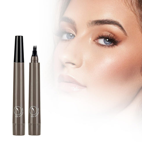 Magic Eyebrow Pencil, 3D Waterproof Microblading Eyebrow Pen, 4 Tipped Precise Brow Pen, Fine Stroke Microblading Eyebrow Pencil Natural (Gray Bro...