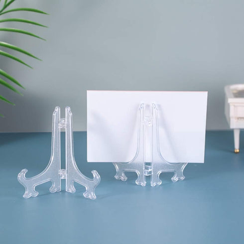 Artliving 5 Inch Clear Plastic Easels or Stand/Plate Holders to Display Pictures or Other Items at Weddings, Home Decoration, Birthdays, Tables (1...