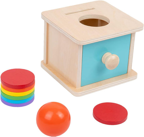 Adena Montessori Baby Toys Coin Box with Ball Blue Door Great Gift for 6-12 Months 1 2 Years Old Toddlers...