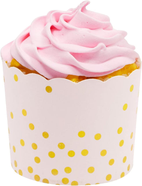 Sparkle and Bash 50 Pack Pink and Gold Cupcake Wrappers, Paper Baking Cups, Muffin Liners for Baby Shower, Birthday Party (2.2 In)...