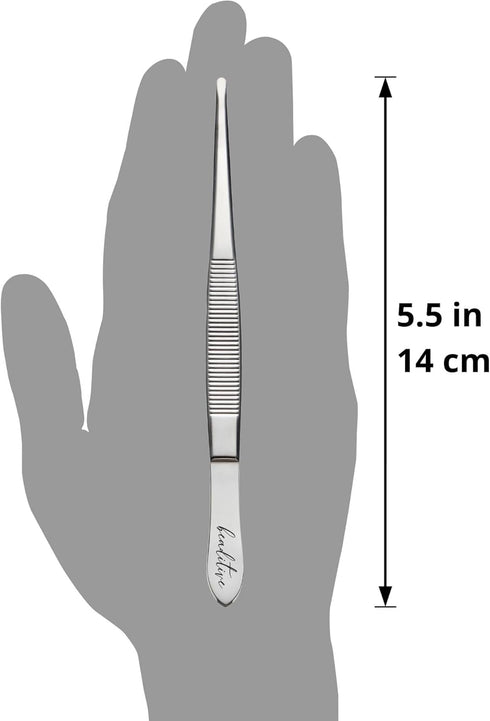 Beaditive 5.5-inch Sewing Machine Tweezers Set (3-pc) Serrated Straight Tips | Professional Grade, High Precision | Stainless Steel...