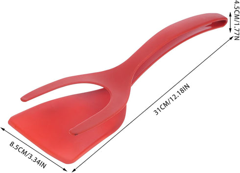 Alipis 2 in 1 Grip and Flip Spatula Tongs Egg Flipper Tong Pancake Fish French Toast Omelet Making for Home Kitchen Cooking Tool Red...