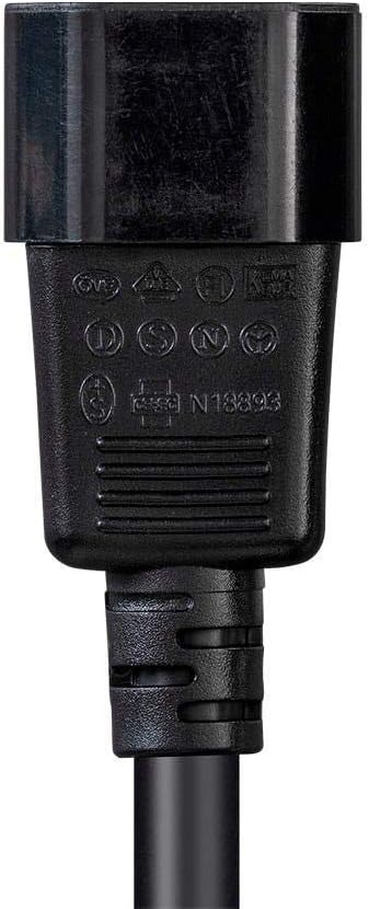 Monoprice Heavy Duty Power Cable - 2 Feet - Black | IEC 60320 C14 to IEC 60320 C15, 14AWG, 15A, SJT, 100-250V...