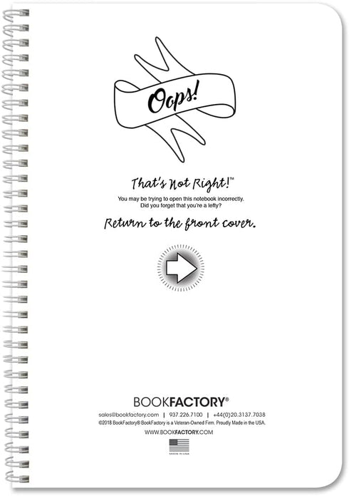 BookFactory NotRight (Left-Handed) Notebook/Lefty Notebook 120 pages 6" x 9" Wire-O (JOU-120-69CW-A-(NotRightHand))...