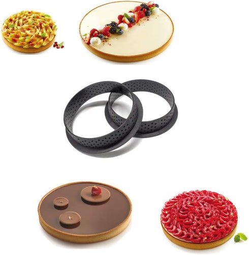 Tart Ring Molds, Hsxxf 8pcs Round Shape Cake Molds Mousse Circle Mini Tart Rings for Baking Muffin Mousse Cake Circle Cutter (8)...