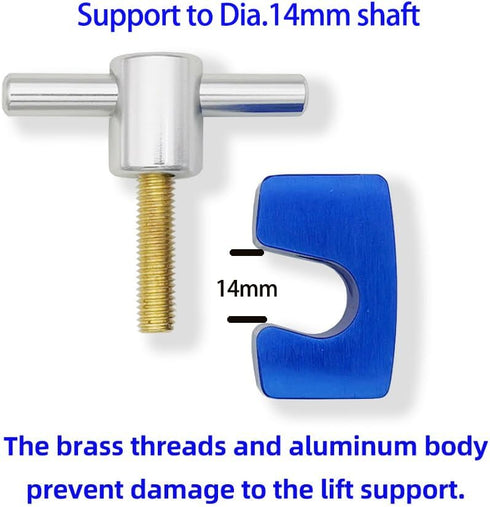 Lift Support Clamp,2pk, up to Dia.14mm shaft, Solid Metal T-Rod Handle,C-Clamp, and Brass Bolt, for Hoods,Tailgates and Trunks...