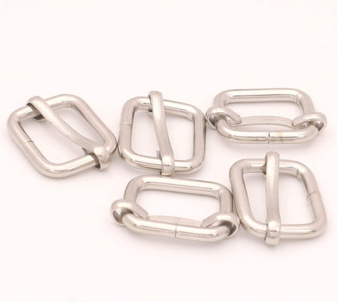 BIKICOCO Metal Slide Adjuster Buckle Tri-Glides with Movable Center Bar, for Straps, 0.6 x 0.51 Inch, Silver, Pack of 50...