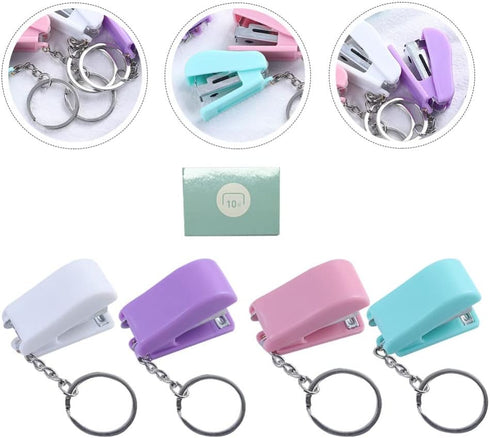 Heavy Duty Keychain 5 Pieces Mini Stapler, Tiny Office Stapler Small Keychain Staplers Hand Staplers Portable Desktop Stapler for Office Stapler D...