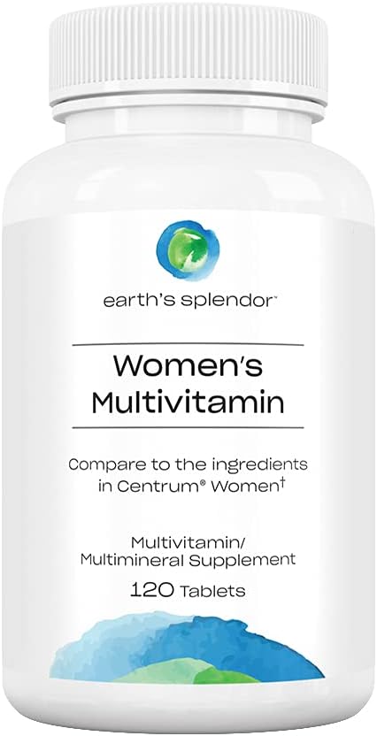 Earth's Splendor Women's Multivitamin, Overall Wellness Support, Multimineral Supplements, Helps Support Metabolism, Vitamin B12, Vitamin A, C, D,...