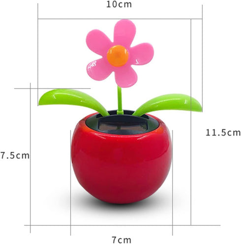 Red Seven-Starred Ladybug Solar Dancing Car Dashboard Decorations, Funny Solar Powered Dancing Flower Pot Car Ornaments Flower Swinging Toy for Ca...