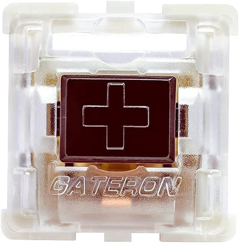 Granvela Gateron KS-9 Brown Switches with White Bottom Clear Top, Smooth Tactile Feedback, 55g Actuation Force, 3-pin Design, Compatible with Cher...