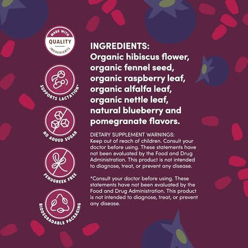 Oat Mama Lactation Tea for Breastfeeding Moms - Blueberry Pomegranate | Breastfeeding Essentials for Milk Supply Increase | Organic Lactation Supp...